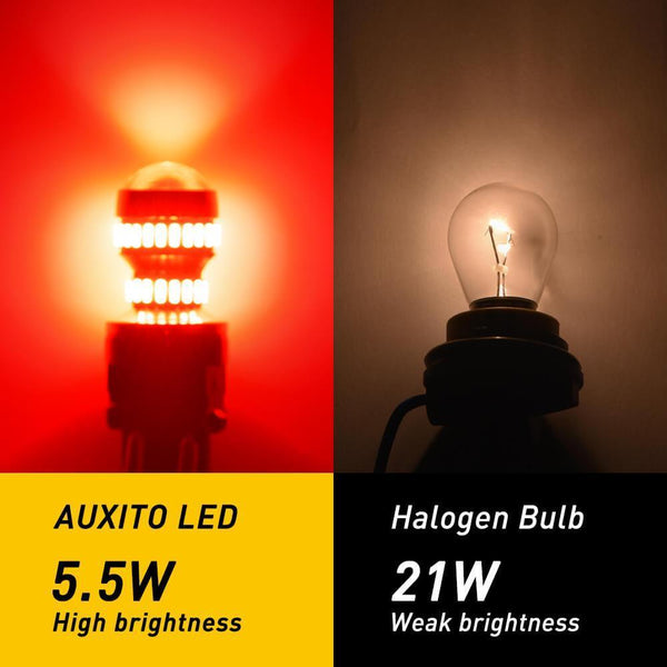AUXITO LED Tail Light Bulb 3157 3156 3056 3057 3047 4057 4157 LED Bulbs for Stop Brake Tail Light, Brilliant Red
