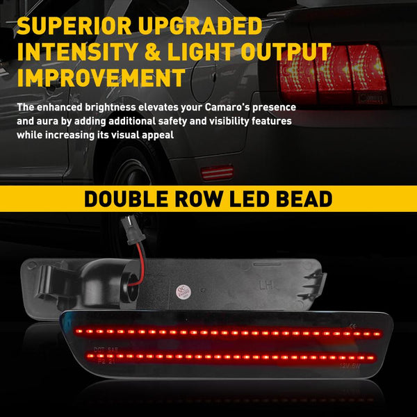 AUXITO Smoked Lens LED Side Marker Lights Rear Bumper Sidemarker Lamps Compatible with 2005-2009 Ford Mustang Red, 2pcs