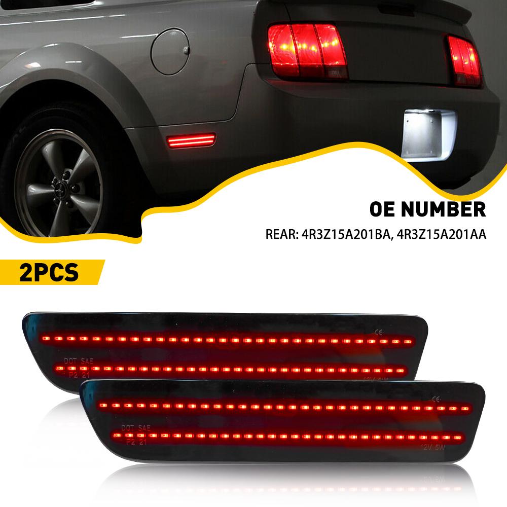 AUXITO Smoked Lens LED Side Marker Lights Rear Bumper Sidemarker Lamps Compatible with 2005-2009 Ford Mustang Red, 2pcs