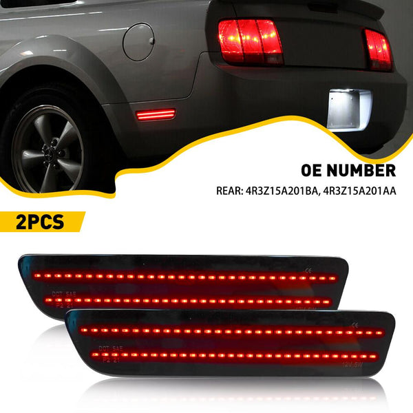 AUXITO Smoked Lens LED Side Marker Lights Rear Bumper Sidemarker Lamps Compatible with 2005-2009 Ford Mustang Red, 2pcs