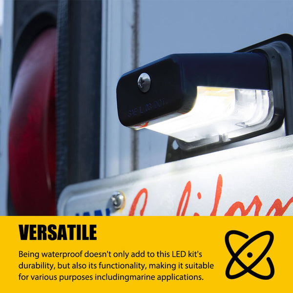 Black Bracket-Mount LED License Plate Light for RV Trailer UTV ATV Truck