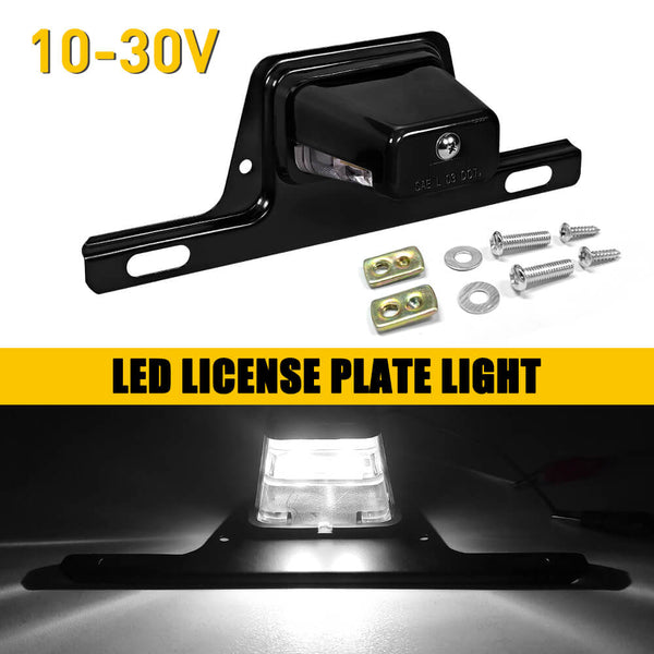 Black Bracket-Mount LED License Plate Light for RV Trailer UTV ATV Truck