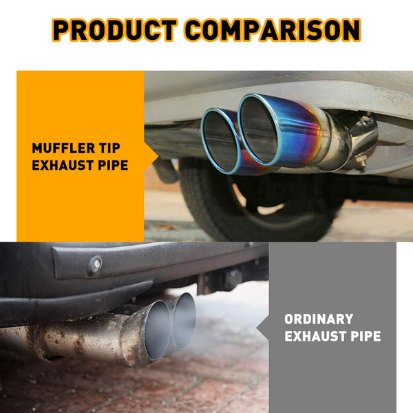 Car Rear Dual Muffler Tip Exhaust Pipe Stainless Steel Round Accessories Bend Pipe