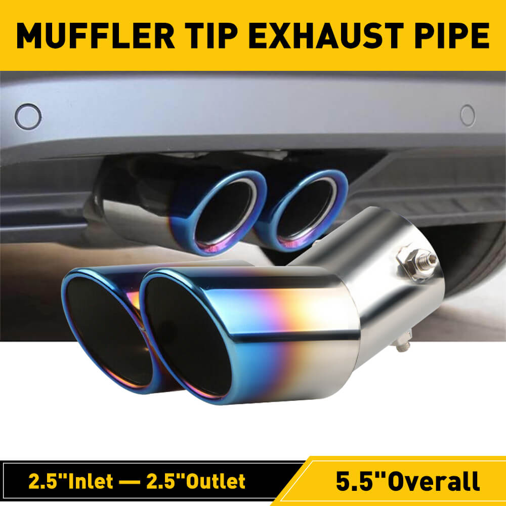Car Rear Dual Muffler Tip Exhaust Pipe Stainless Steel Round Accessories Bend Pipe