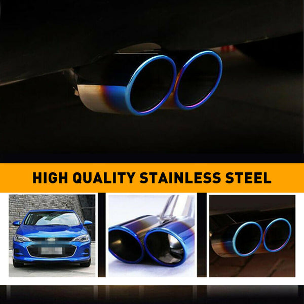 Car Rear Dual Muffler Tip Exhaust Pipe Stainless Steel Round Accessories Bend Pipe