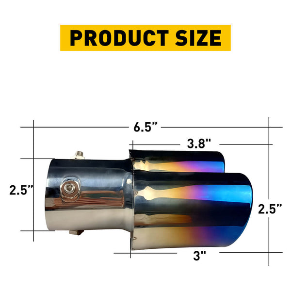 Car Rear Dual Muffler Tip Exhaust Pipe Stainless Steel Round Accessories Straight Pipe