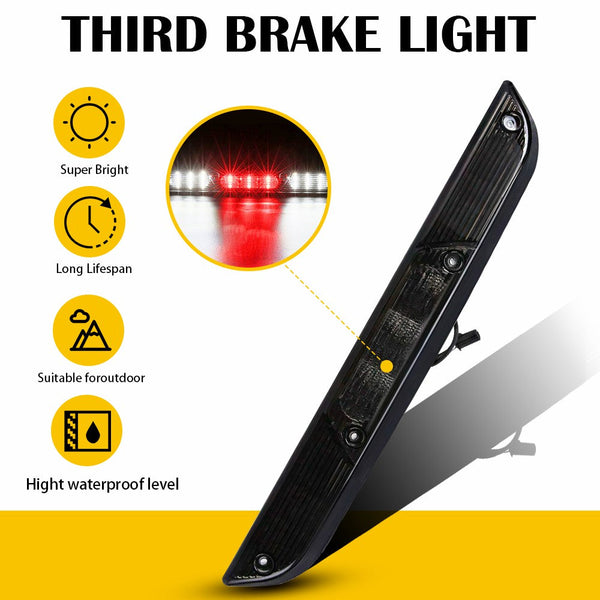 Compatible With 15-20 Ford F150 Smoked Lens Full LED High Mount Third Brake/Stop Light Assembly