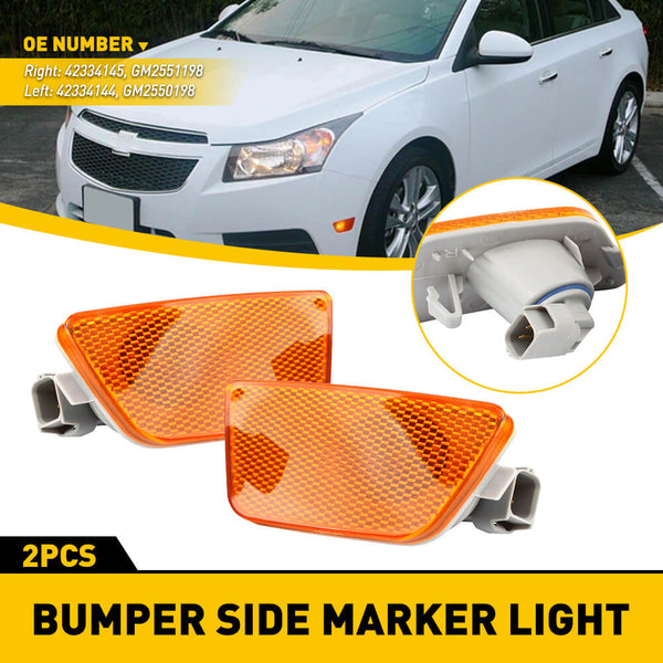 Compatible with 2014-2016 Chevy Cruze, Front Bumper Mounted Side Marker Light Assembly (Smoke)