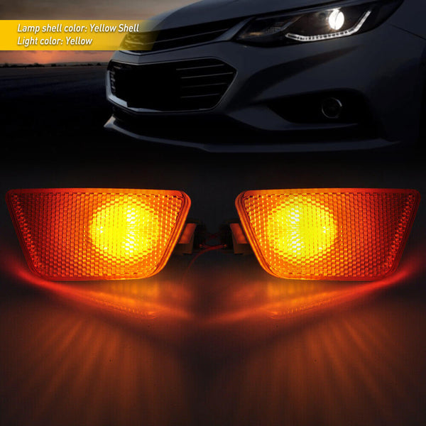 Compatible with 2014-2016 Chevy Cruze, Front Bumper Mounted Side Marker Light Assembly (Smoke)