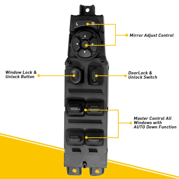 Driver Side Power Window Switch and Window Switch Bezel Replacement for 2002-2010 Dodge Ram 1500 2500 3500