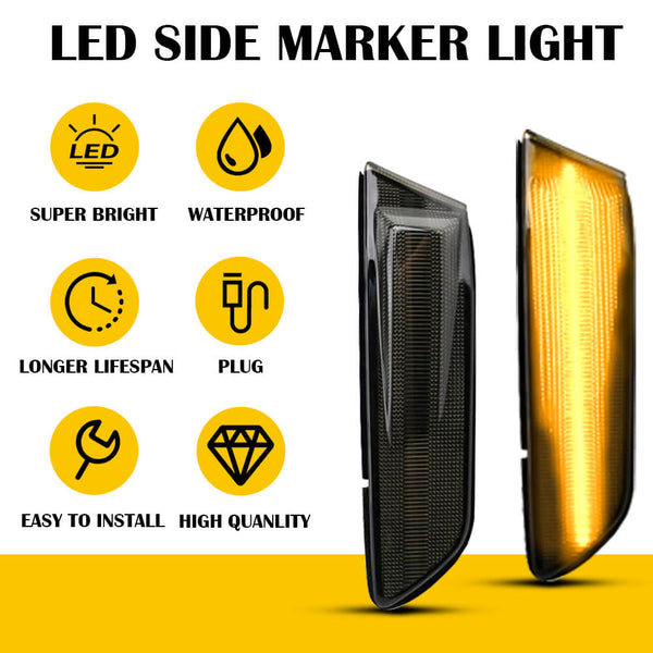 For 03-07 Infiniti G35 Coupe Amber LED Front Bumper Side Marker Light, Smoke