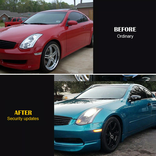 For 03-07 Infiniti G35 Coupe Amber LED Front Bumper Side Marker Light, Smoke