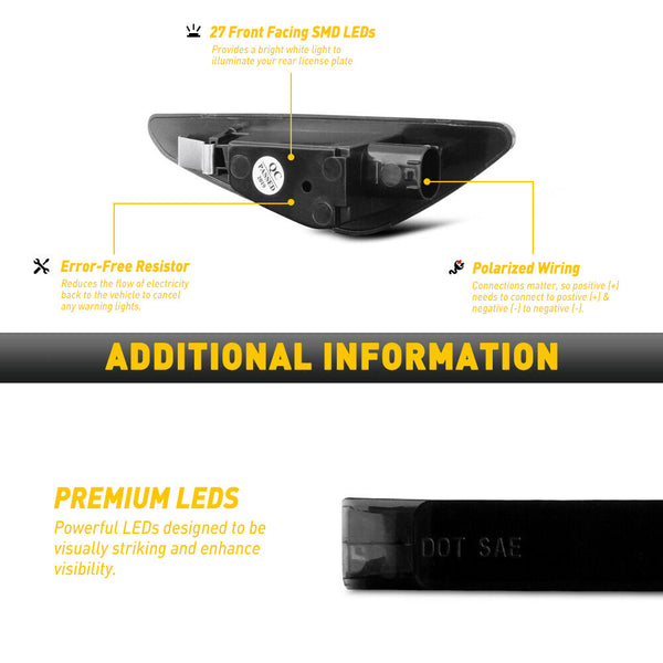 For 07-14 BMW X5 X3 X6 Dynamic Amber LED Smoke Side Marker Turn Signal Lights, 2Pcs