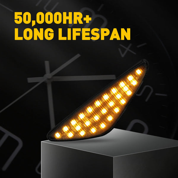 For 07-14 BMW X5 X3 X6 Dynamic Amber LED Smoke Side Marker Turn Signal Lights, 2Pcs