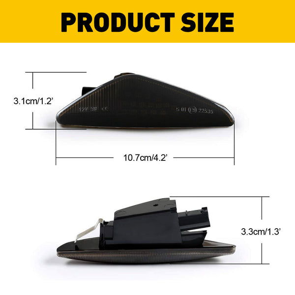 For 07-14 BMW X5 X3 X6 Dynamic Amber LED Smoke Side Marker Turn Signal Lights, 2Pcs