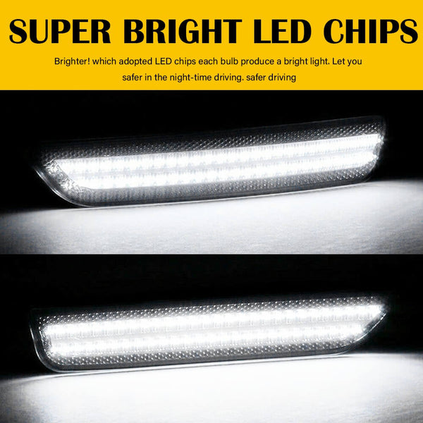 For 10-14 Ford Mustang LED Front & Rear Fender Side Marker Light Smoke Lens, White