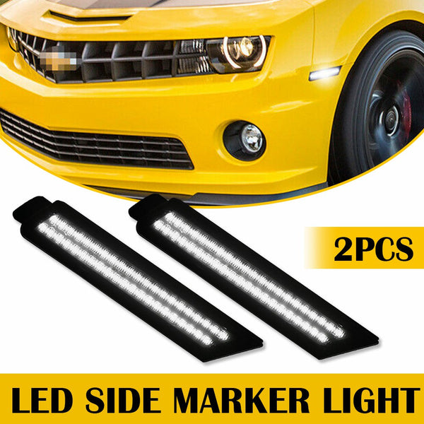 For 10-15 Chevy Camaro Side Marker Light White LED Front Rear Bumper Lamp