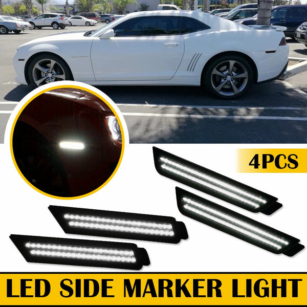 For 10-15 Chevy Camaro Side Marker Light White LED Front Rear Bumper Lamp