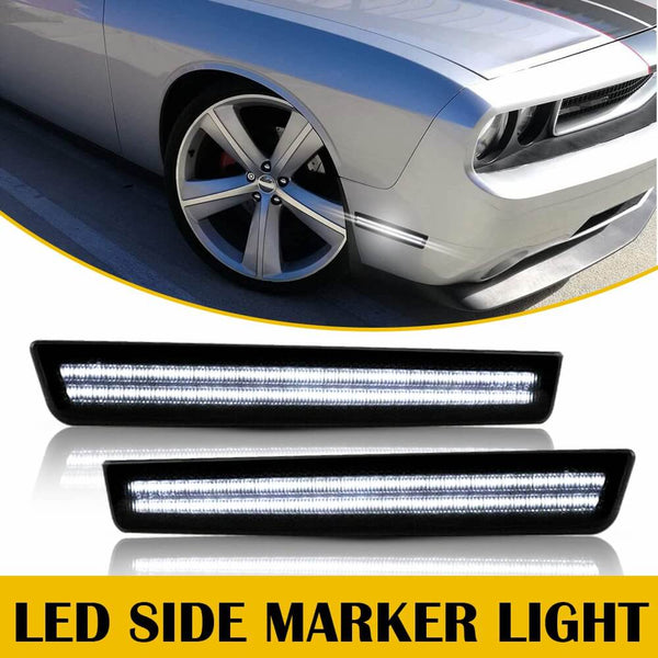 For 15-22 Challenger Front Bumper LED Side Marker Light, Smoke
