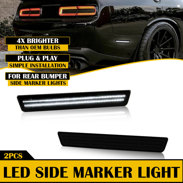 For 15-22 Dodge Challenger Front Bumper LED Side Marker Light, Smoke