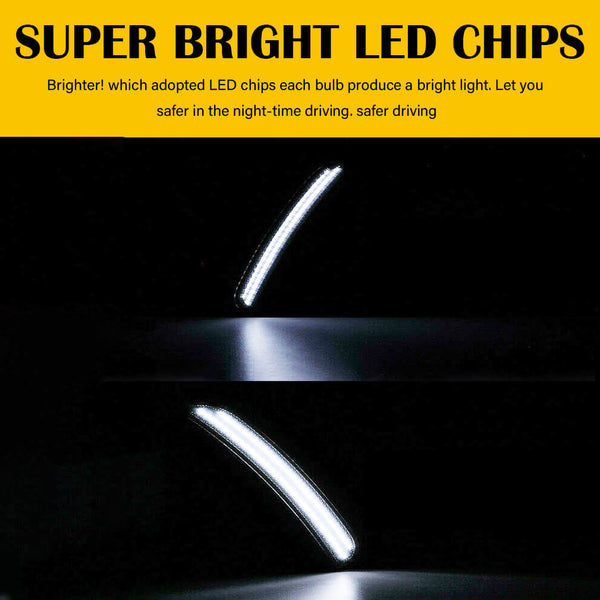 For 15-22 Dodge Charger White LED Front & Rear Side Marker Lights, 4pcs