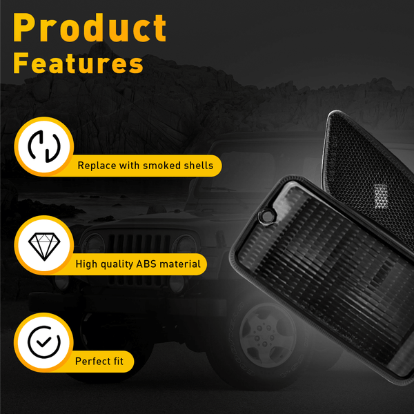For 1997-2006 Jeep Wrangler TJ Front Bumper Turn Signal / Side Marker Light Housing Kit