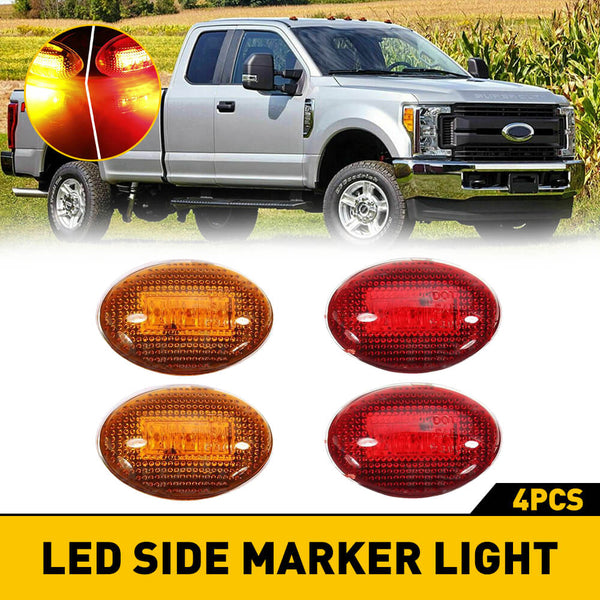 For 1999-2010 Ford F350 F450 F550 Super Duty Truck Amber/Red Dually Bed Fender LED Side Marker Lights Kit