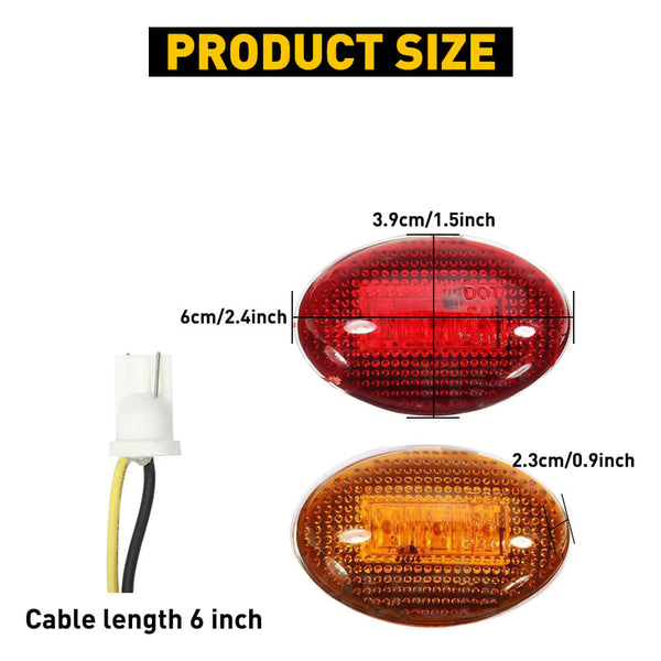For 1999-2010 Ford F350 F450 F550 Super Duty Truck Amber/Red Dually Bed Fender LED Side Marker Lights Kit