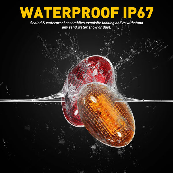 For 1999-2010 Ford F350 F450 F550 Super Duty Truck Amber/Red Dually Bed Fender LED Side Marker Lights Kit