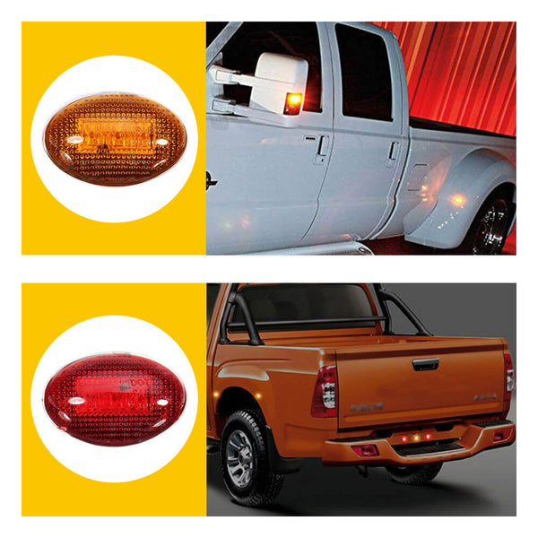For 1999-2010 Ford F350 F450 F550 Super Duty Truck Amber/Red Dually Bed Fender LED Side Marker Lights Kit