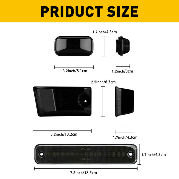 For 2003-2009 HUMMER H2 Front Rear LED Side Marker Light Kit Amber/Red, 4pcs