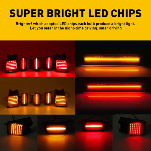 For 2003-2009 HUMMER H2 Front Rear LED Side Marker Light Kit Amber/Red, 4pcs