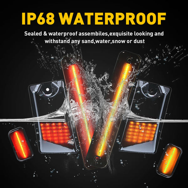 For 2003-2009 HUMMER H2 Front Rear LED Side Marker Light Kit Amber/Red, 4pcs