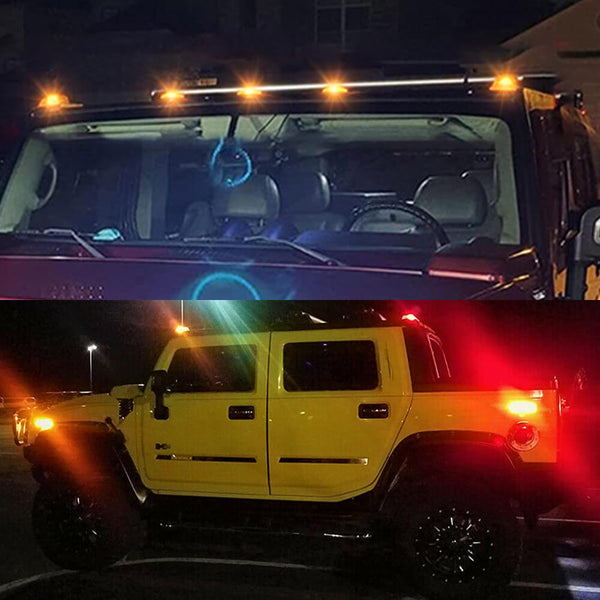 For 2003-2009 HUMMER H2 Front Rear LED Side Marker Light Kit Amber/Red, 4pcs