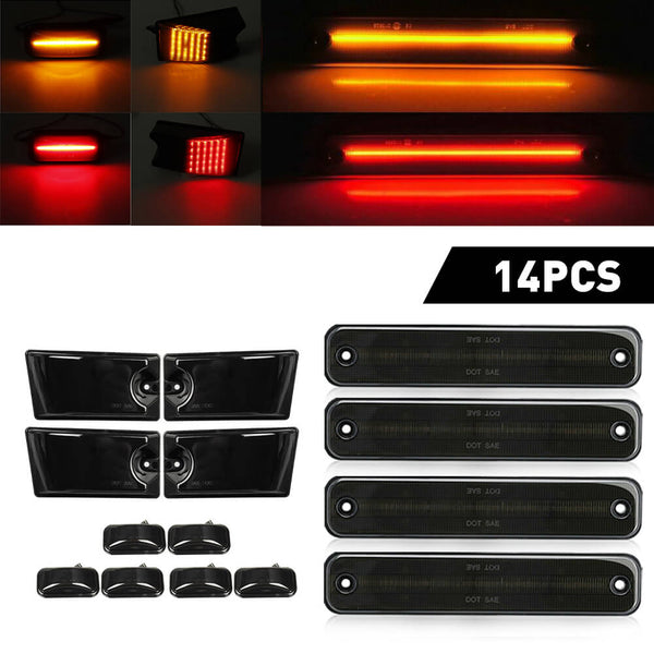 For 2003-2009 HUMMER H2 Front Rear LED Side Marker Light Kit Amber/Red, 4pcs