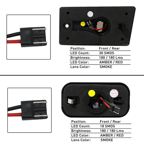 For 2003-2009 HUMMER H2 Front Rear LED Side Marker Light Kit Amber/Red, 4pcs