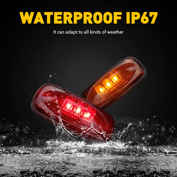 For 2003-2018 Dodge RAM Fender Red & Yellow LED Side Marker Lights