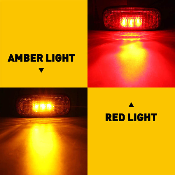 For 2003-2018 Dodge RAM Fender Red & Yellow LED Side Marker Lights