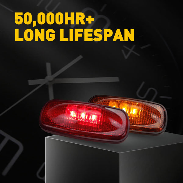 For 2003-2018 Dodge RAM Fender Red & Yellow LED Side Marker Lights
