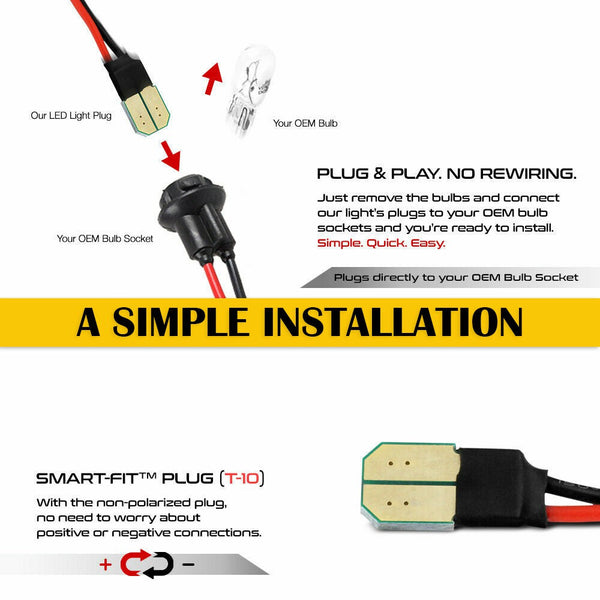 For 2008-2014 Dodge Challenger Smoke Front & Rear Bumper Side Marker Lights