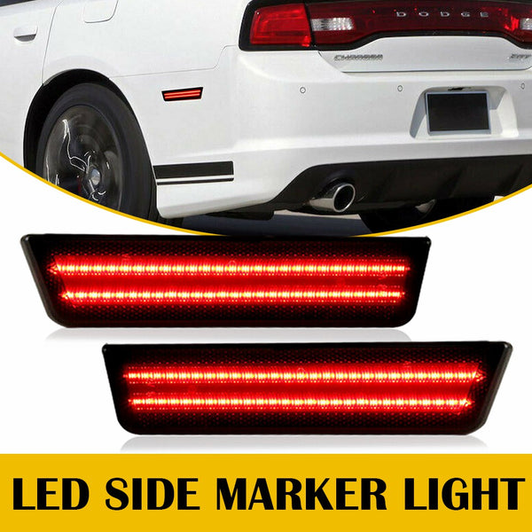 For 2008-2014 Dodge Challenger Smoke Front & Rear Bumper Side Marker Lights