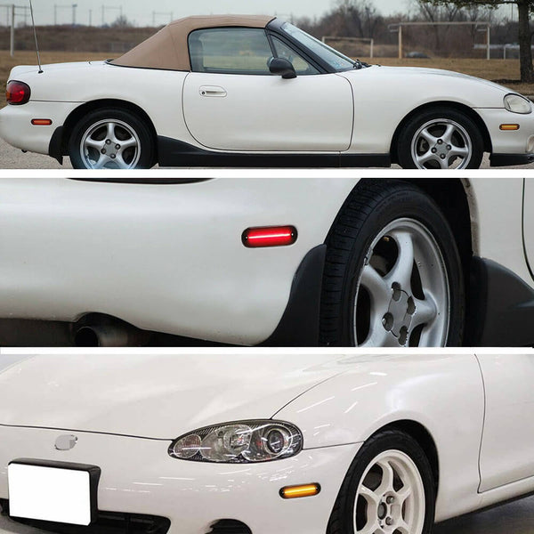 Front and Rear LED Side Marker Lights for 1999-2005 Mazda Miata MX5 Turn Signal Sidemarker Lamps Replacement