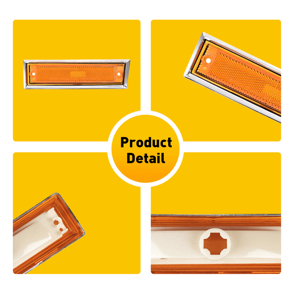 Front Bumper Side Marker Light Housing Assembly Chrome Bezel Compatible with Chevrolet, GMC, etc