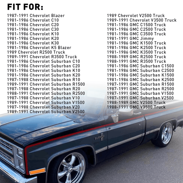 Front Bumper Side Marker Light Housing Assembly Chrome Bezel Compatible with Chevrolet, GMC, etc