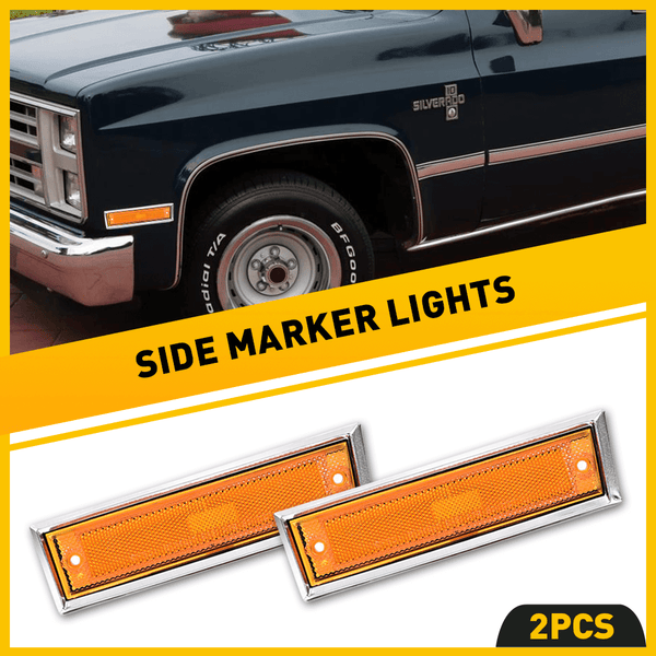 Front Bumper Side Marker Light Housing Assembly Chrome Bezel Compatible with Chevrolet, GMC, etc