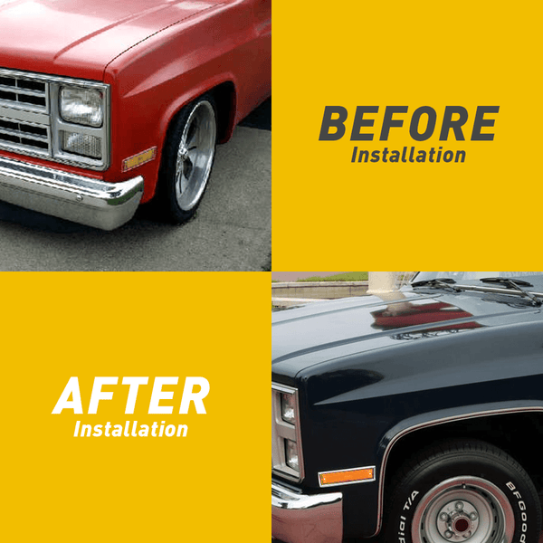 Front Bumper Side Marker Light Housing Assembly Chrome Bezel Compatible with Chevrolet, GMC, etc