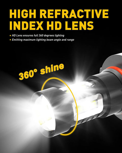 H10 LED Fog Light Bulbs, 3600 Lumens, 9140/9145 led bulbs Max 80W 6500K Xenon White