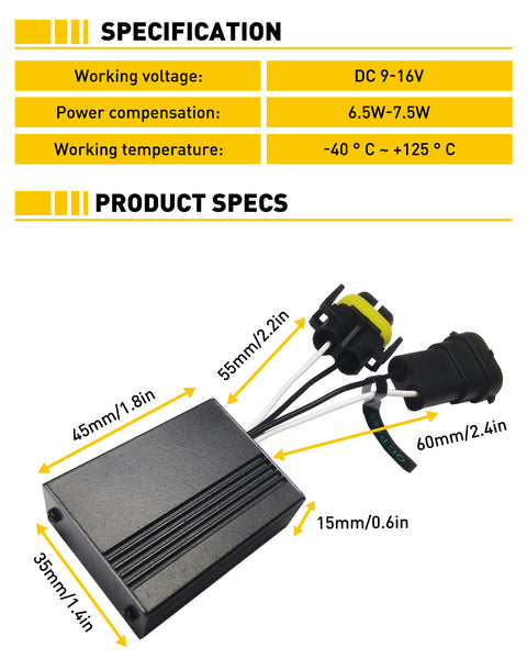 H11/H8/H9 Canbus Adapter Anti-Flicker Warning Canceler for LED Headlight