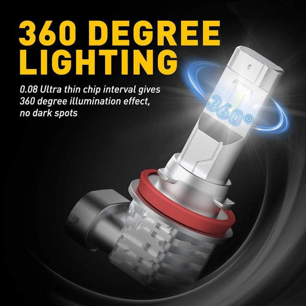 H11 H8 LED Fog Light Bulb Fanless, 3400LM Per Set, 6500K Cool White, CSP LED Chips by AUXITO