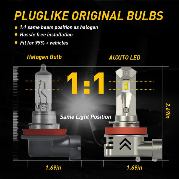 H11 H9 LED Bulbs Forward High Beam and Low Beam 12000LM CANBUS 6000K White
